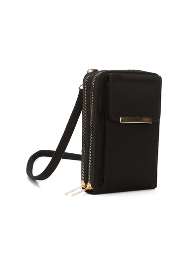 Newish Polo Kadın Siyah Süet Bella Telefonluk Cüzdan El Ve Omuz Çantası New283 Siyah