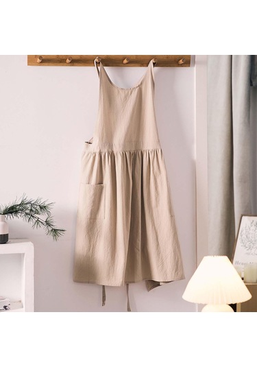 Homyl Pamuklu Mutfak Önlüğü Şef Makinede Yıkanabilir Kolsuz Haki