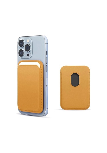 Forzacase İphone Tüm Modeller İle Uyumlu Magsafe Özellikli Manyetik Deri Cüzdan Kartlık - Fc098 Sarı