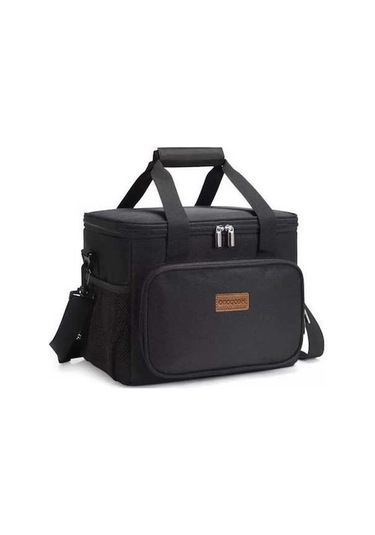 Fortunelane 15l Isı Yalıtımlı Çanta, Leakproof Su Geçirmez 600d Oxford Bezi, Ofis & Piknik İçin Taşınabilir Besin Çantası - Siya Siyah