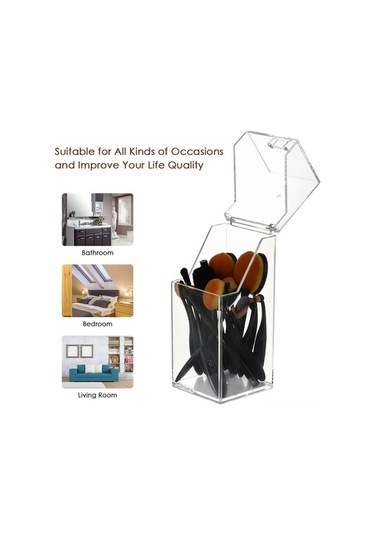 Pazly Şeffaf Akrilik Toz Geçirmez Makyaj Fırçası Organizatörü Kozmetik Kutusu Kapaklı Diğer Diğer