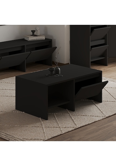 Laris Kapaklı Orta Sehpa 90 Cm Modern Tasarım Siyah
