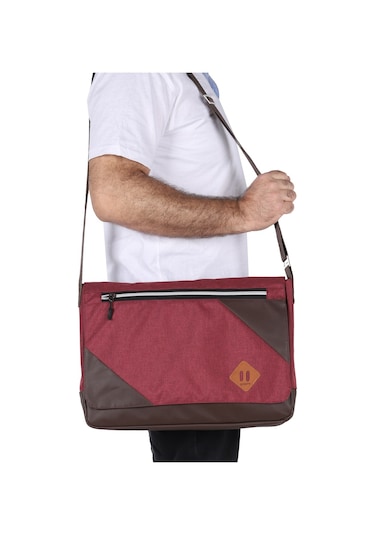 Strong 15.6 İnch Laptop Bölmeli Omuz Askılı Postacı Çantası Kft03 Bordo Çok Renkli