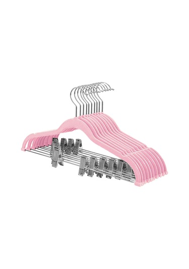 Reedark 5/10 Adet Kadife Askı - Kaymaz Kıyafet Askısı, Seyahat Ve Ev Kullanımı İçin Pembe