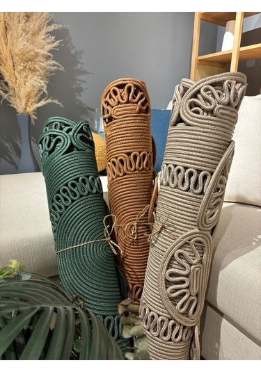 Matrix Jüt Kilim, Paspas, Mutfak Halısı, Banyo Paspası, Kilim, Halı, Oturma Odası Halısı Yeşil