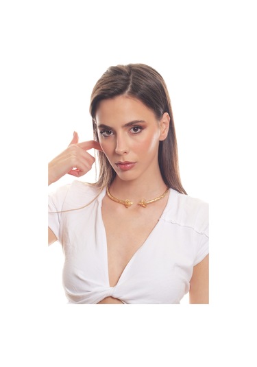 Labalaba Kadın Koçbaşı Uçlu Choker - Altın Altın