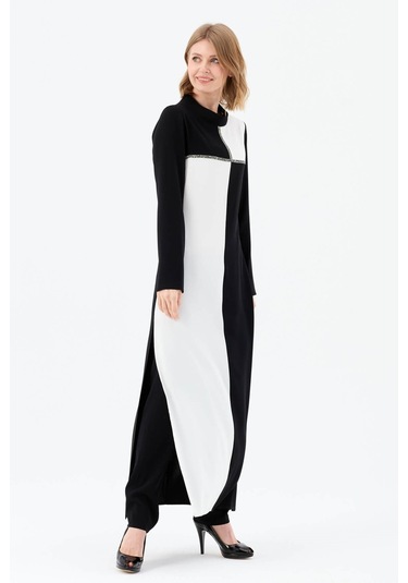 Yanlardan Yırtmaçlı Pantolonlu Takım Siyah-siyah Siyah