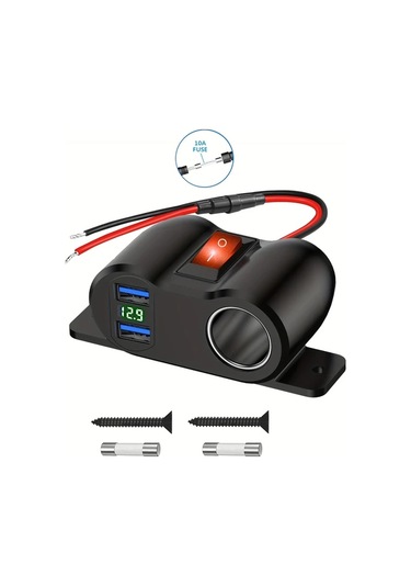 Xuweiwei 12v Çift Usb Çıkışlı Güç Anahtarlı Pd3.0 Usb C Ve Qc3.0 Usb Portlu Voltmetreli Araç Şarj Cihazı Yeşil Işık Çift Qc3.0 Tekne Deniz Kamyon Karavan Golf Utv İçin