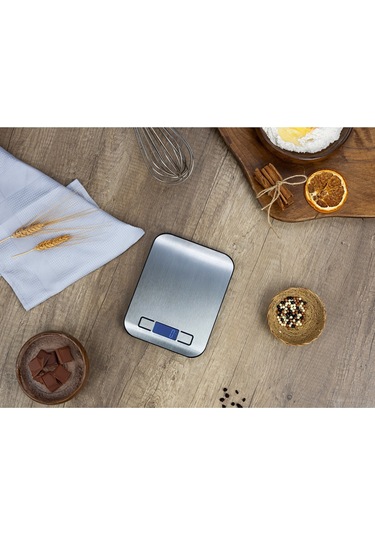 Zln2984 Inox Dijital Mutfak Tartısı 5 Kg Hassas Ölçüm Otomatik Kapanma Pil Dahil Gri - Inox