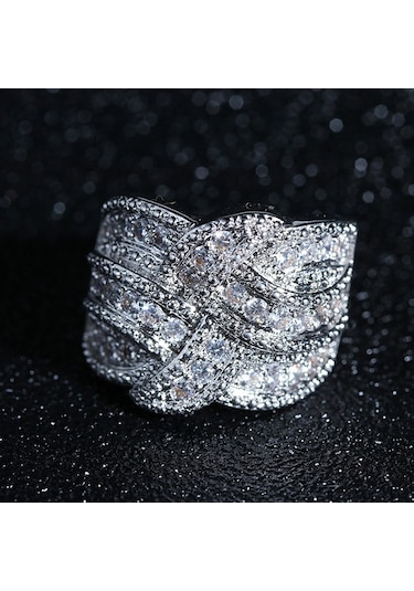 Sones Kadın Moda Lüks Zirkon Taşlı Yüzükler, Yüzük Boyutu: 6 Çok Renkli