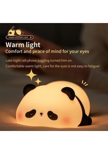 Silikon Panda Led Gece Lambası Sevimli Hayvan Karikatür Nightlights Çocuklar İçin Başucu Masa Lambası Yatak Odası Oturma Odası Dekor Oyuncaklar Hediye Beyaz