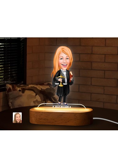 Bk Gift Kişiye Özel Avukat Karikatürlü Dekoratif 3d Biblo Led Işıklı Gece Lambası-1, Arkadaşa Hediye Kobitmeyen138298 Bk Gift