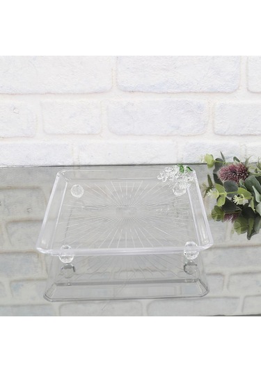 Selim Dekor Grape Kare Büyük Sunum Cam Tabağı 23,5x23,5