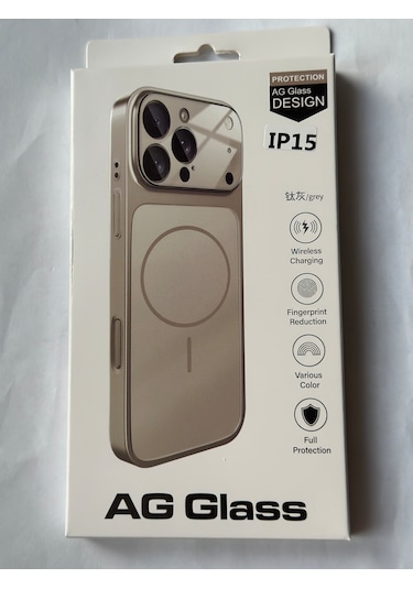 İphone 15 Ag Glass Magsafe Siyah Kaliteli Kılıf Yeni Trend Şok Emici & Tam Koruma, 5 Renk Gri