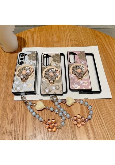 Turcoshop11 Samsung Galaxy Z Fold 4 İçin Ruhua Manyetik Kılıf, Ayaklı Bileklik Koruma