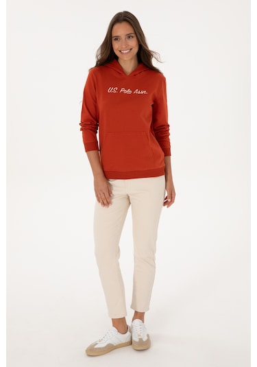 U.S. Polo Assn. Kadın Kiremit Kapüşonlu Sweatshırt 50313559-VR031