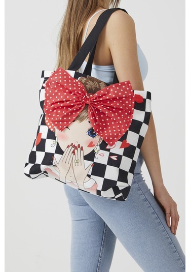 Popart Dama Desen Bez Plaj Alışveriş Çantası Çok Renkli