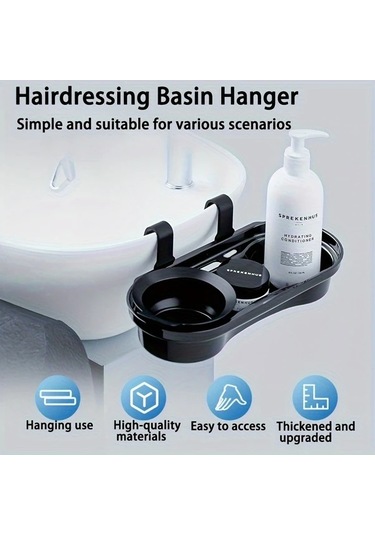 Globalbloom Siyah Metaliksiz Askılı Banyo Organizer Çok Bölmeli Duşakabin Üstü Raf Siyah