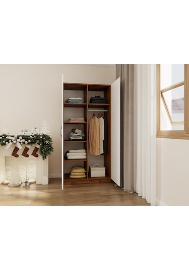 2 Kapaklı Bölmeli Gardırop Amalfi-beyaz