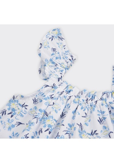 Kız Çocuk Çiçek Desenli Bluz Ve Beli Lastikli Şortlu Takım 2411gb17017-4516 001