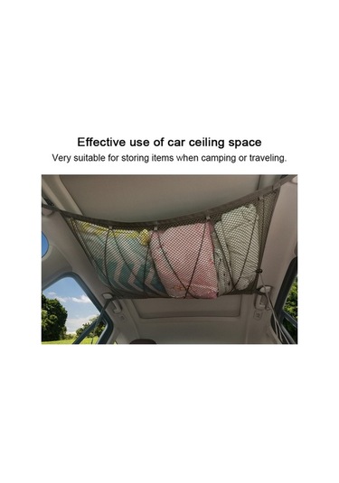 Besthome1 90x65cm Kahverengi Polyester Oto Tavan Ağ Stoş Torbası - Oyuncak Eşya Depolama Haki Çözümü Haki