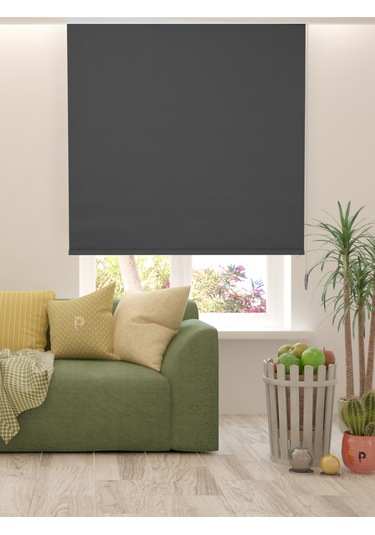 Br Perle Home Antrasit Rengi Düz Mekanize Stor Perde Yüksek Kalite Metropol Serisi Antrasit