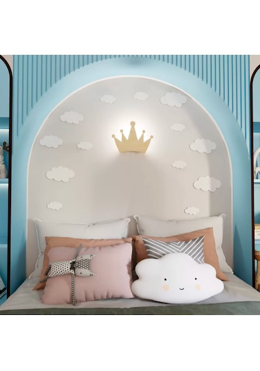 Simaavize Çocuk Şarjlı Aplik/gece Lambası - Gün Işığı Taç Ahşap