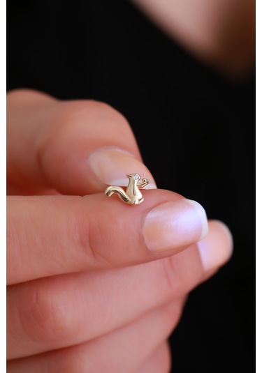 14 Ayar Altın Sincap Tragus Piercing Sarı