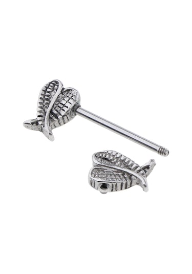 Homyl 1 Çift Paslanmaz Çelik Melek Kanatları 16g Meme Halkası Gümüş