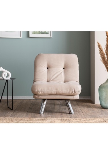 Pafu Hippo Tekli Yataklı Koltuk Keten - Krem Krem