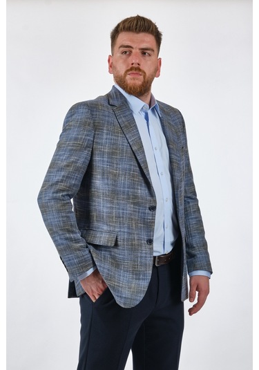 Tom Becker Kareli Gri Erkek Ceket Sc45122017 001