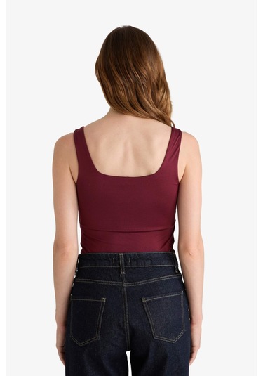 Defacto Kare Yaka Askılı Çıtçıtlı Body F8245ax25aubr115 Bordo-br115