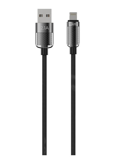 Knit Glam 2.1A Hızlı Şarj Destekli Usb-A To Lightning Şarj Ve Data Aktarım Kablosu 1 Metre Siyah