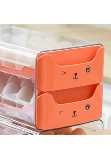 Pazly Çift Katmanlı Şeffaf Yumurta Çekmecesi Uzatma Bağımsız Yuva Turuncu Turuncu