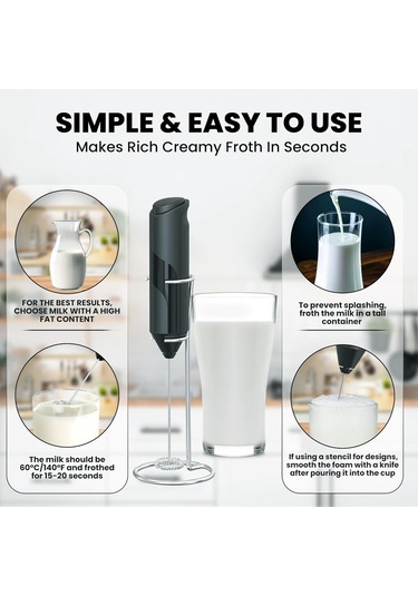 Sütlü Çeyrek Değici Stand - Milk Frother Handlid Pil Çalışmış - Elektrikli Çırpma Kahve Frothers