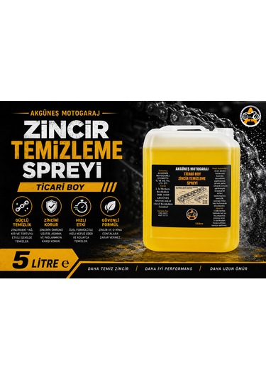 Akgüneş Motogaraj Zincir Temizleme Spreyi 5 Lt Ticari Boy Profesyonel Motosiklet Zincir Bakım Ve Temizlik Ürünü