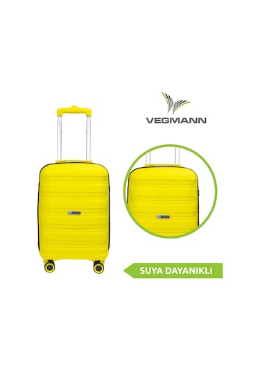 Vegmann Polipropilen Pp Atlas Sarı Kabin Boy Valiz Sarı