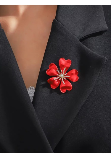 Bijoubijou Broş Çiçek 253368973 Kırmızı