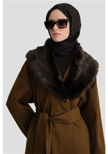 Armine Seyar Kürklü Pardesü 24k8001 Haki Haki