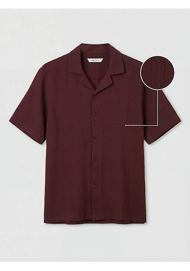 Lc Waikiki Bordo Regular Fit Resort Yaka Müslin Erkek Gömlek
