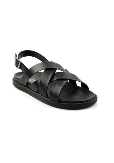 Bambi Siyah Leather Erkek Sandalet E05863955543 Siyah