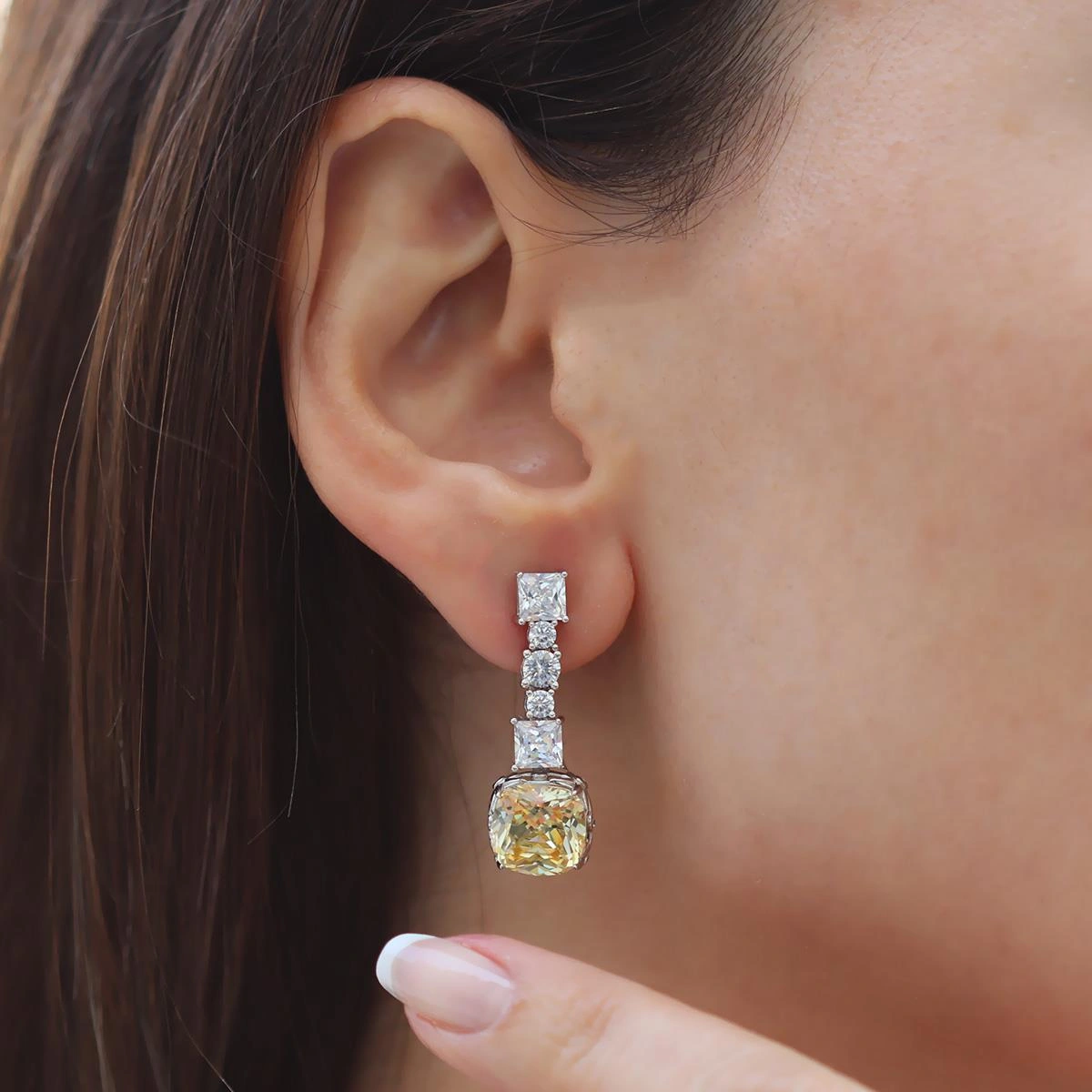 Radiant Sitrin Taşlı Gümüş Küpe Gümüş