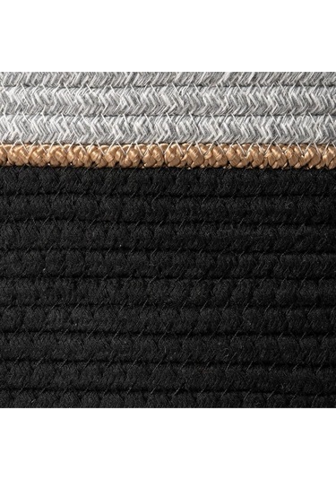 Çok Amaçlı, 40cm-36cm Büyük Boy, Yanları Saplı, Sepet, Jüt, Hasır, Dokuma Sepet, Düzenleyici Siyahjutgri