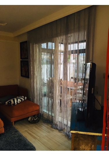 İp Model Gri Renk İp Perde 300 270 Cm - 2 Mm Şerit Gri