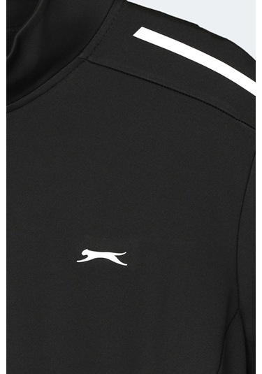 Slazenger Revolver Erkek Fermuarlı Dik Yaka Cepli Siyah Sweatshırt
