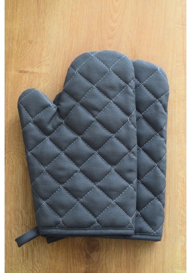 Antrasit Yanmaz Ve Isıya Dayanıklı 2 Fırın Eldiveni Ve 2 Tutacak