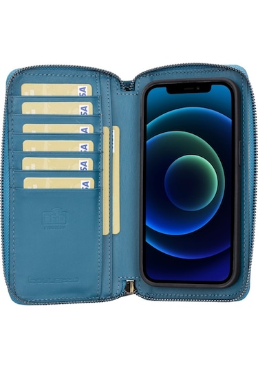 Bouletta Apple Iphone 13 Pro Uyumlu Deri Fermuarlı Cüzdan Kılıf B