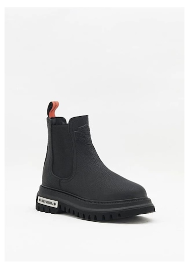 Harley Davidson Mourir Siyah Baskılı Deri Kadın Bot Postal Ayakkabı Siyah-Baskılı-Deri