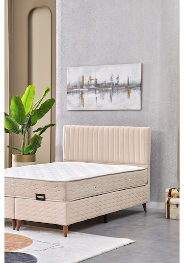 Evdemo Ezgi Çift Kişilik Baza Başlık Set Krem 150 200 150 x 200