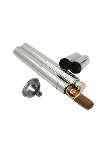 Çelik 2 Li Kapaklı Puro Kılıfı ve İçki Matarası Ps01